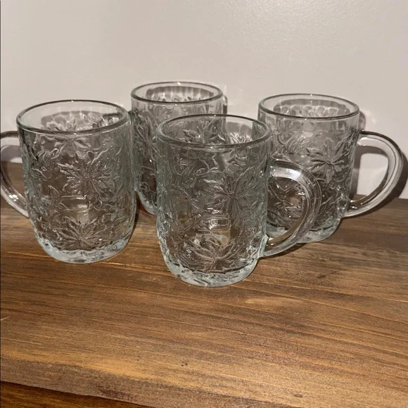 NIB Princess House Fantasia Crystal Floral Glass Mugs Set of 4 - Picture 4 of 8